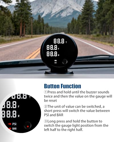 Three Display Air Pressure Gauge 232PSI LED Digital Air Ride Air Bag Suspension Press Meter 12V/24V Kit with 1/8 NPT Electrical Pressure Sensor for Air Ride Suspension Systems 2-1/16" 52mm - color: White, size: Three-Display