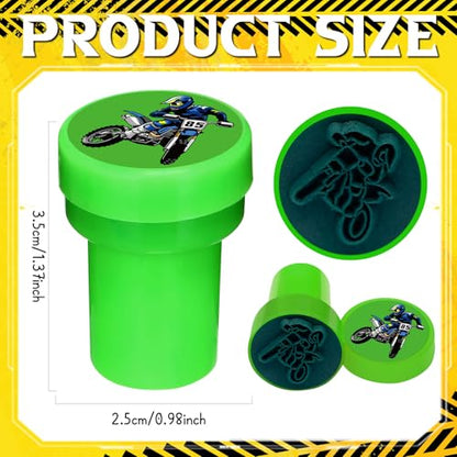 Cinrobiye 24 Pcs Dirt Bike Stampers Party Favor Set, Cute Motocross Stamps for Kids Birthday Party, Classroom Rewards, Sports Prizes, Goody Bag Fillers, Racing Adventure Party Supplies - color: Dirt Bike