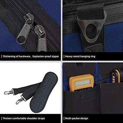 FASTECH 22in Heavy Duty Bottom Tools Bag With Wide Mouth For Tool Storage, Carrier and Organizer, Tote Bag for Men/Women, Wide Mouth Tool Bags With Inside Pockets (22 Inch) - size: 22INCH