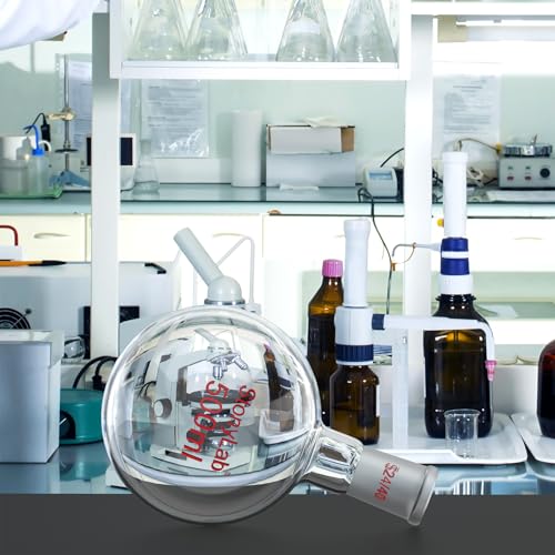 StonyLab Glass 500ml Heavy Wall Single Neck 1 Neck Round Bottom Flask RBF, with 24/40 Standard Taper Outer Joint – 500ml - size: 500 ml