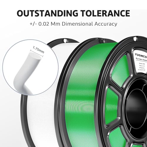 Silk PLA Filament 1.75mm,3D Printer Filament with a Metallic Glossy Finish, Dimensional Accuracy +/- 0.02 mm, 1kg Spool(2.2lbs) Fits for Most FDM 3D (A-Silk Green Pla) - color: A-silk Green Pla