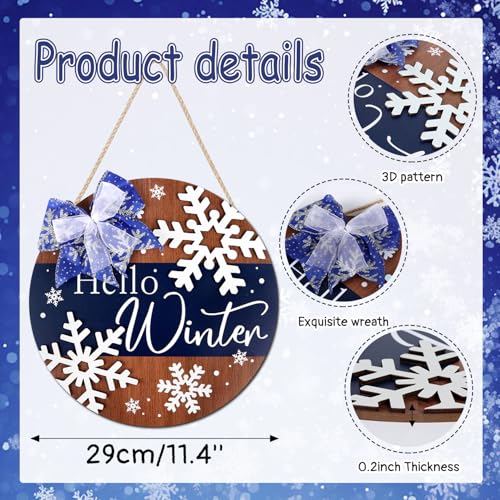 HLNIUC 3D Hello Winter Wall Sign(11”x11”),Christmas Wooden Hanging Plaque,Snowflake Winter Welcome Door Sign,Farmhouse Wood Hanger Christmas Gifts Party Decorations for Porch Home Indoor Outdoor - color: Hello Winter Wall Sign