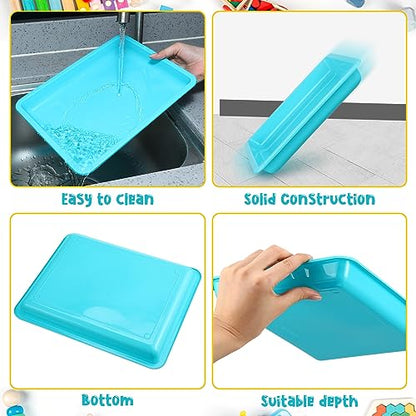 Maitys 24 Pcs Plastic Art Tray 11x8.7x1 Inch Activity Craft Tray,Light Blue - color: Light Blue