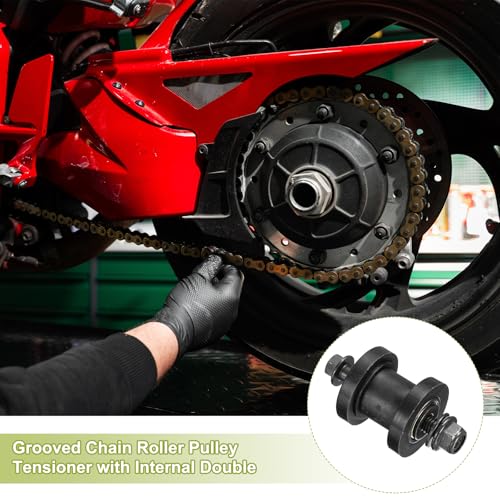PATIKIL 8mm Grooved Roller Pulley Tensioner Chain Roller Pulley Mini Black - color: Black
