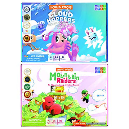 Addition and Subtraction Game - Fun Math Board Game for 6-8 Year Olds, Easy to Play Educational Game for Kids at Home, STEM Toy Gift for Girls & Boys (Cloud Hoppers + Moutain Raiders) - style: Cloud Hoppers + Moutain Raiders