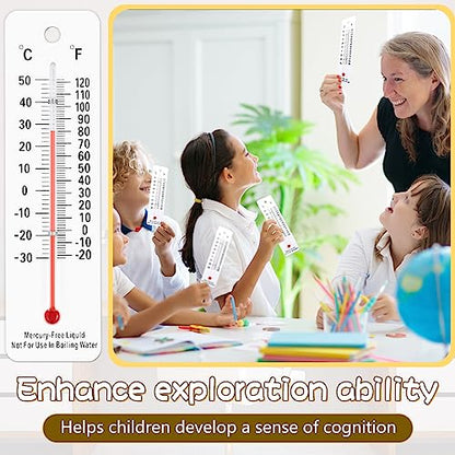 Maitys 50 Pcs Science Thermometers Mercury Free Student School Supplies Boiling Point Dual Scale Thermometers for Classroom Teaching Tools (White) - color: White