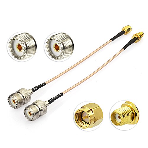 Superbat Coax UHF Female SO-239 to SMA Male/SMA Female Adapter Extension Cable RG316 6" for Baofeng Wouxun Icom Yaesu CB Radio Handheld Walkie Talkie 2pcs - color: 2in1, size: 6 inches