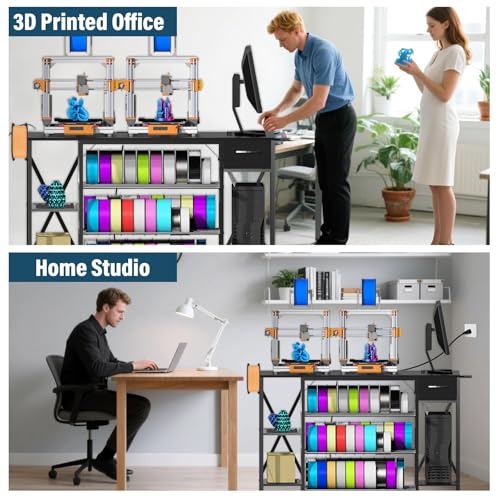 3D Printer Stand with Filament Storage, 4-Tier Heavy Duty Printer Table - color: Black