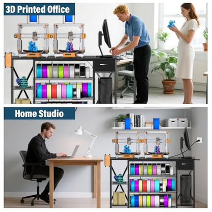 3D Printer Stand with Filament Storage, 4-Tier Heavy Duty Printer Table - color: Black