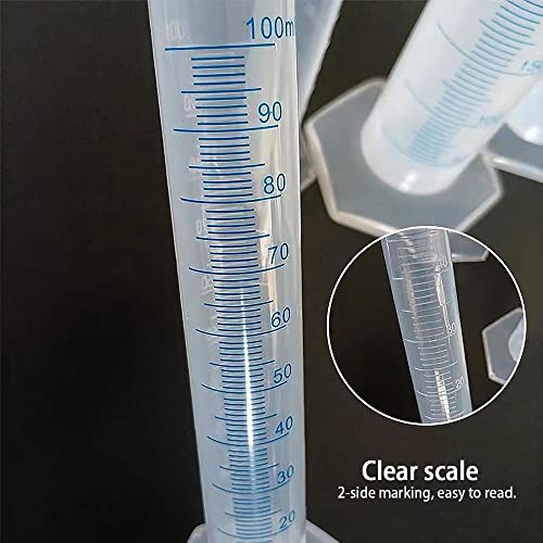 100ml Plastic Measuring Graduated Cylinder, Polypropylene Plastic, 2-Sided Marking, Ideal for Science, School and Home Lab, HUAOU, Pack of 1 - size: 100ml