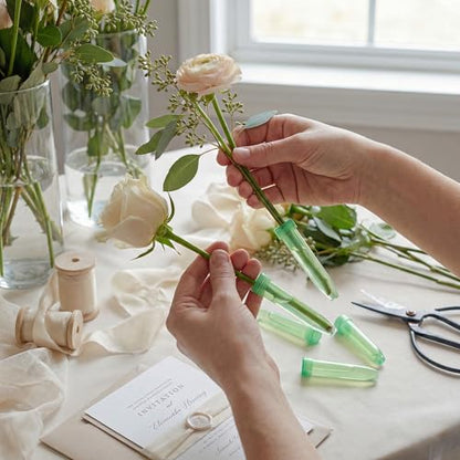 Royal Imports Floral Water Tubes with Caps – 3" Green Plastic Flower Vials - color: 3" Green-Standard 25 Pack