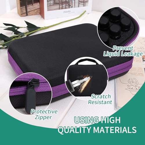 63 Slots Essential Oil Carrying Case, 1-3ml vial portable Essential Oil Storage Bag Case Box, Hard EVA Shell Impact and Leak Proof Large Capacity Organizer with Carrying Handle (Purple) - color: Purple