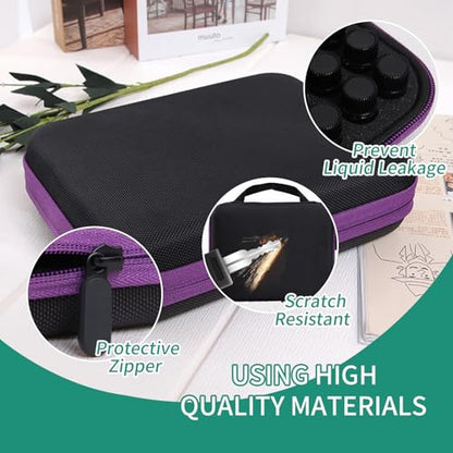 63 Slots Essential Oil Carrying Case, 1-3ml vial portable Essential Oil Storage Bag Case Box, Hard EVA Shell Impact and Leak Proof Large Capacity Organizer with Carrying Handle (Purple) - color: Purple