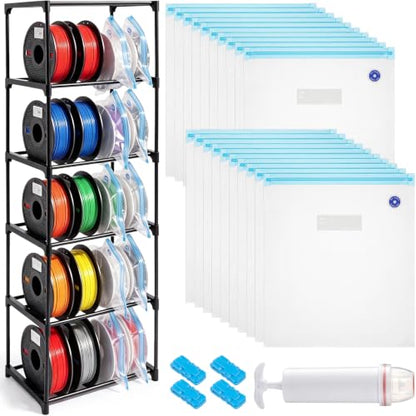 Kajaia 3D Printer Filament Storage Rack 5 Tier with 20 Vacuum Storage Bags