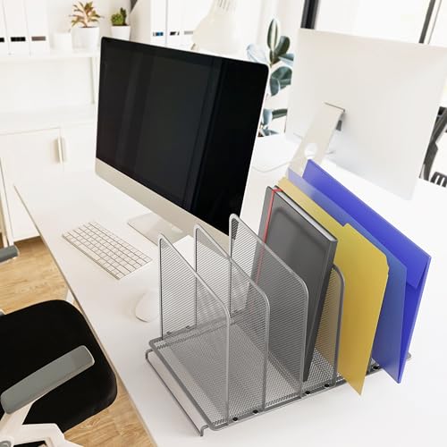 Simple Houseware Expandable 5 Section Upright File Sorter Organizer, Silver - color: Silver, size: 1 Pack - Total 5 Sections