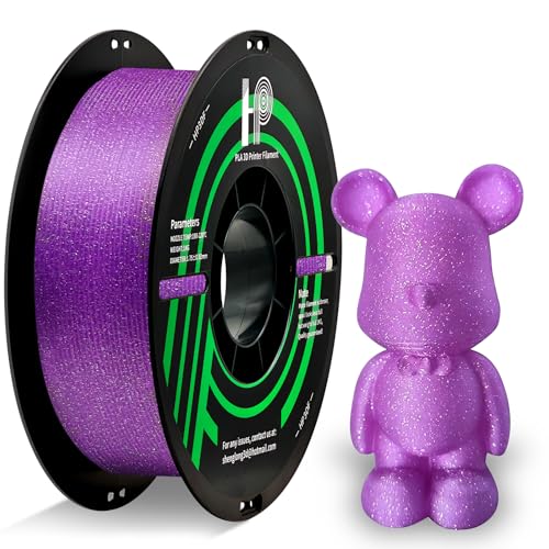 HP3DF Glitter PLA Filament, Twinkling 3D Printer Filament, PLA Filament 1.75mm Dimensional Accuracy +/- 0.02mm, 1KG Spool (2.2 lbs), Fit Most FDM Printer (Glitter Purple) - color: Glitter Purple