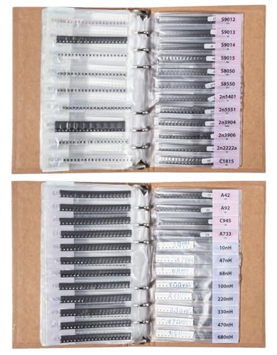 SMD 0402 Resistors, Capacitors, Transistors and Electronic Components Assortment SMT Book - 9655 pcs