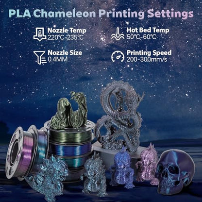 Starlight Purple Chameleon PLA 1.75mm 1kg ColorShift Glitter 3D Filament - color: H_pla-bsl-11 Starlight Purple
