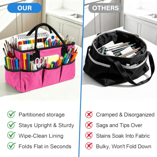 ZKOO Art Craft Organizer Tote Bag, Desktop Tote and Organizer Pink - color: Pink