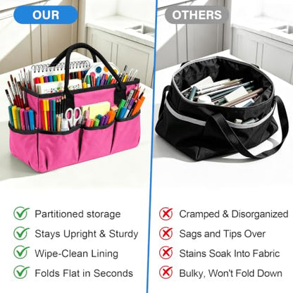 ZKOO Art Craft Organizer Tote Bag, Desktop Tote and Organizer Pink - color: Pink