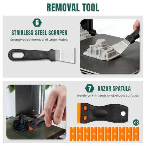 3D Printer Tools Kit with Storage Case, 3D Printer Accessories - Deburring Tool, 3D Printer Removing Scrapers, Metal Files, Brushes, Hand Drill, Tweezers, for Bambu Lab, Ender 3, Kobra, etc. (69)