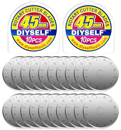 DIYSELF 20 Pack 45mm Rotary Blades, SK7 Rotary Cutter Replacement Blades - color: 20 Pack