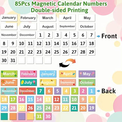 Magnetic Calendar Numbers Double-Sided Month Week Day Holiday Magnets Labels for Home Holiday School Office Kitchen Refrigerator Whiteboard Dry Erase Boards Classroom Teacher Supplies