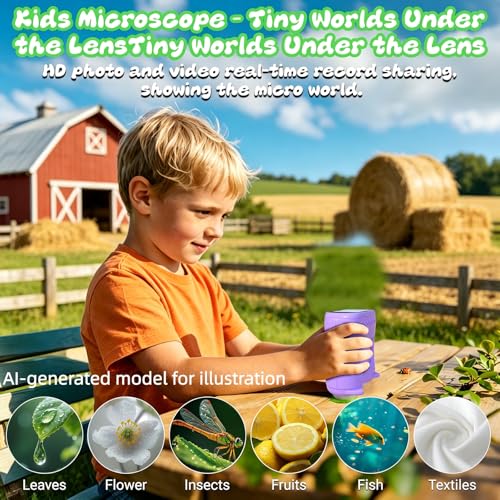 2 in 1 Kids Microscope and Telescope, STEM Educational Toy, Purple - color: Purple