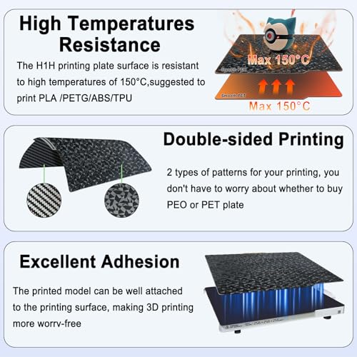 257x257mm PET PEO Double Side Build Plate for Bambu Lab X2D/P2S/X1C/X1/X1E/P1P/P1S/A1, Smooth Diamond PEO+Carbon Fiber PET Spring Steel Sheet Plate for Bambu Labs 3D Printer - size: 257x257mm