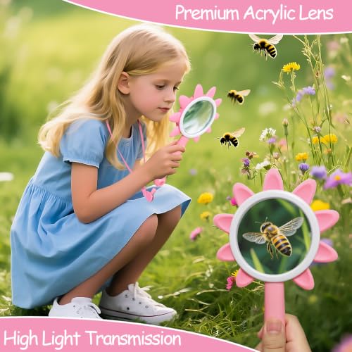 Miao'er Kids Magnifying Glass with Lanyard, Pink