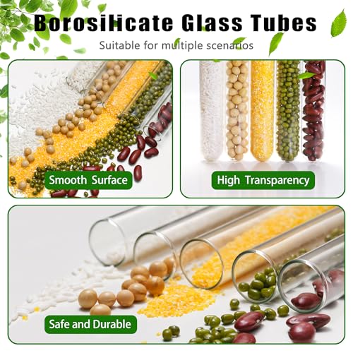 10pcs 60ml Glass Test Tubes, 25x150mm 3.3 Borosilicate Glass Test Tubes for Scientific Experiments, Party and Home Decorations, Candy Storage and Plant Propagation (Pack of 2) - size: 60ml (Pack of 2)