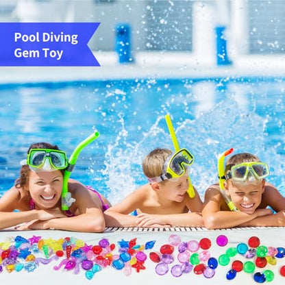 60Pcs Sea Shell Diving Gem Toys 1.57in Large Acrylic Plastic Diamond - color: Fake Shells and Gems-10 Colors