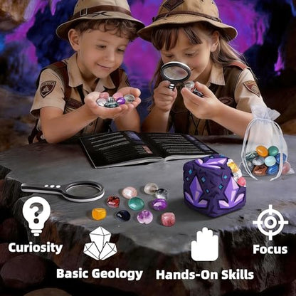 GobiDex Gemstones Dig Kit for Kids Ages 6-12, Excavate 16 Real Gemstones
