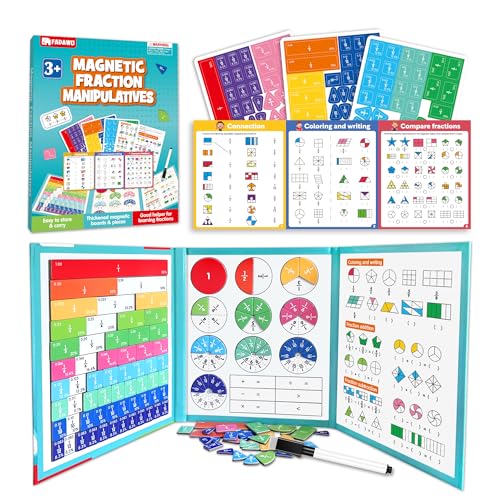 Magnetic Fraction Educational Puzzle, Fraction Manipulatives Book - color: Turquoise (8.86 X 7.09 In)