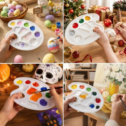 36 Pack Paint Palettes, Oval Plastic Paint Palette Trays with Thumb Hole for Acrylic, Watercolor and Gouache, Reusable Paint Mixing Trays for Kids, Classroom, School and Art Parties - color: Oval 36 Pcs