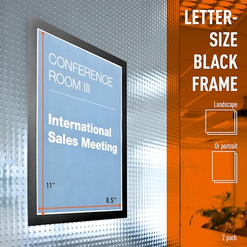 Durable Duraframe Self-Adhesive Magnetic Frame Black - Letter Size 8.5" x 11" - Document Frame For Internal Signage - Self-Adhesive Attachment - Pack of 4 - color: Black, size: Letter, 8-1/2" x 11" (Pack of 2)