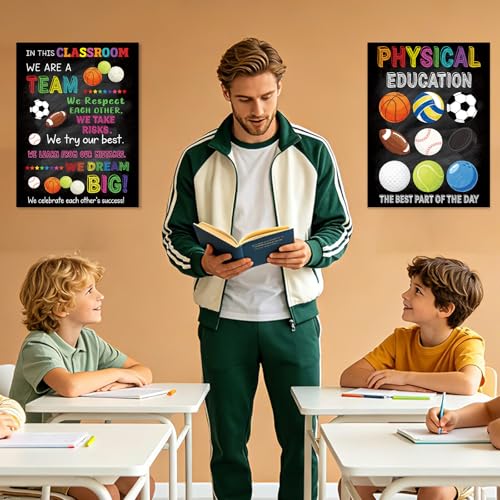 COCHIE Physical Education Sports Posters Set for Classroom Decorations, Back to School Gym Class Rules Poster Wall Decor for Primary Elementary Middle High School Teacher Must Haves - 14 4/5"x11" - style: Ball Sports