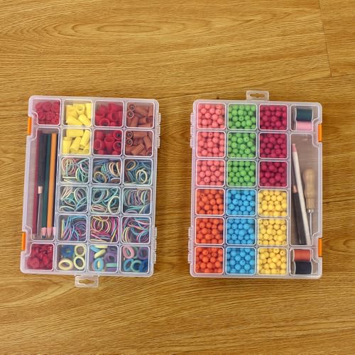 4 Pack Fixed 21 Grids Clear Plastic Storage Box - size: M