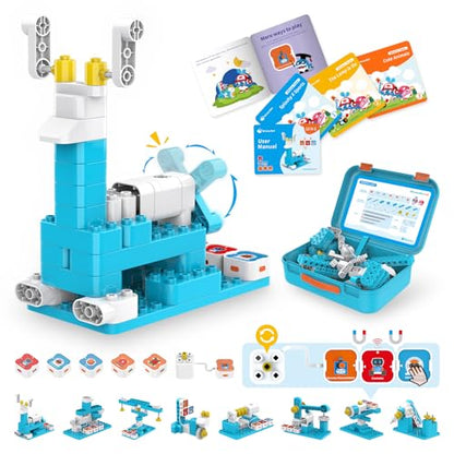WhalesBot A3 12-in-1 STEM Blocks Coding Robot Kit for Kids, 61-Piece Educational Building Set with Interactive Storytelling, Ideal Toy Gift for Boys & Girls Ages 3-6 - style: WhalesBot A3 Coding Robot