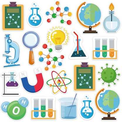 48Pcs Science Cutouts, Physical Chemistry Laboratory Cut-Outs Science Paper Cutouts Bulletin Board Decorations for Home Office School Classroom Chalkboard Wall Door Decor - style: Science