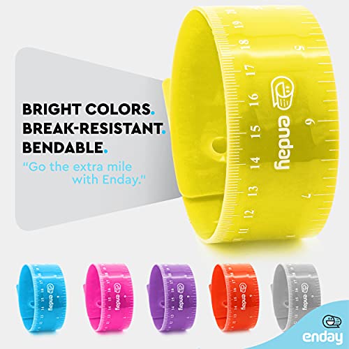 Flexible Ruler Green, 12 in (30 cm) Soft Plastic Shatter Resistant Straight Edge Ruler, Bendable Kids & Adults Ruler w/Inches & Metrics Also Available in Pink, Purple, Red, Grey, Blue, 1 Pc –By Enday - color: Green