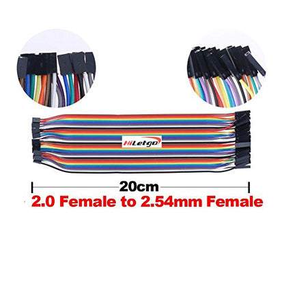 HiLetgo 200pcs Breadboard Jumper Wires - Dupont Wire Male & Female, 2.54mm & 2.0mm, 20cm Assortment Kit for Arduino DIY (Pack of 2) - size: Small (Pack of 2)