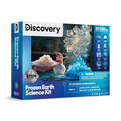 Discovery Frozen Earth Science Kit for Kids| 29 Science Experiments| Grow Crystals, Instant Snow, Snowflake Slime, Frozen Volcano| STEM Chemistry Activity Set| Educational Learning Toy| Gift Ages 8+