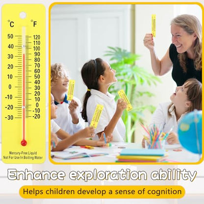 Maitys 50 Pcs Science Thermometers Mercury Free Student School Supplies Boiling Point Dual Scale Thermometers for Classroom Teaching Tools (Yellow) - color: Yellow