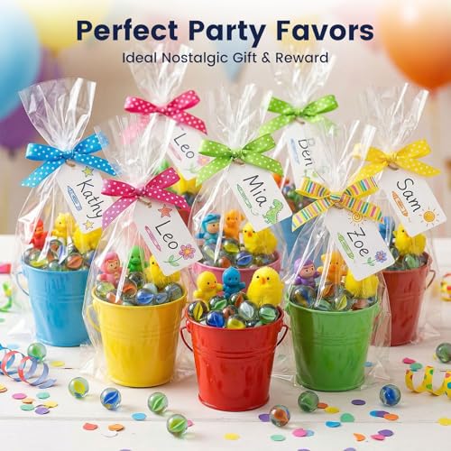 POPLAY Marbles for Kids, 115PCS Cat Eye Glass Marble, Mixed 6 Colors with Gift Box, for Chinese Checkers Board Games, Party Favor Gifts - style: cat's eye marbles
