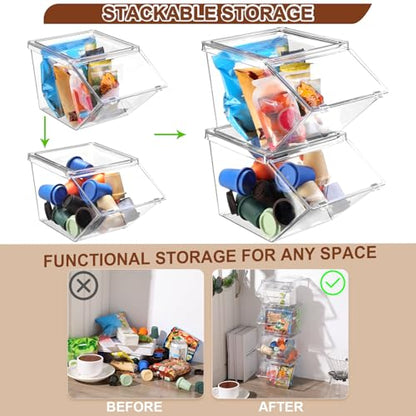 Yerliker 36 Pcs Clear Stackable Storage Bins with Lids for Pantry