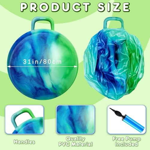 Lewtemi Hopper Ball for Adults with Handle(Blue Green Gradient,31 Inch) - color: Blue Green Gradient, size: 31 Inch