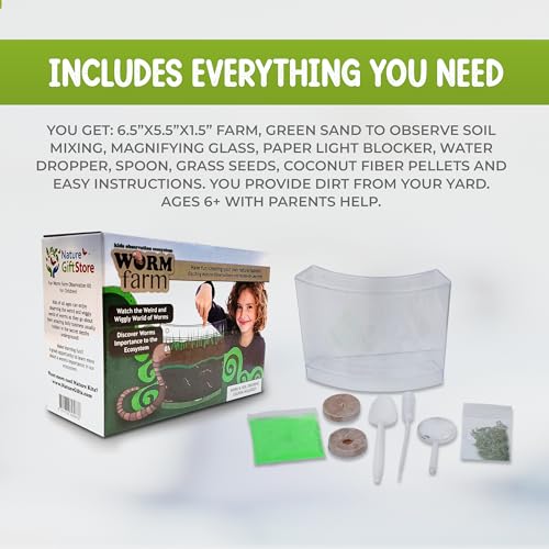 Worm Farm for Kids Kit with 20 Live Composting Worms, All-in-One Bundle - style: Farm+Live Worms