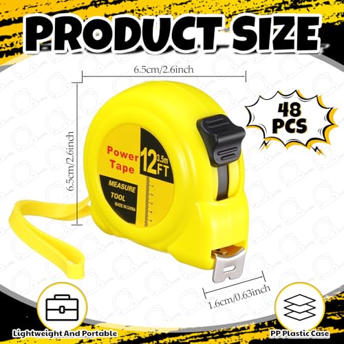 Xuhal 48 Pcs 12 ft Mini Tape Measure Bulk Measuring Tape - size: 12 ft