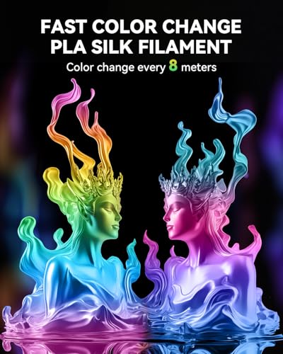 SUNLU Silk Rainbow PLA Filament, Multicolor Silk 3D Printer Filament 1.75mm +/- 0.02mm, Fast Color Change Each 8 Meters, 330 Meters, 1kg/2.2lbs, Silk Rainbow Filament(Cyan-Magenta-Blue) - color: Silk Rainbow 06